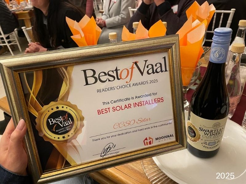 ccso solar voted best of the vaal solar installer 2025